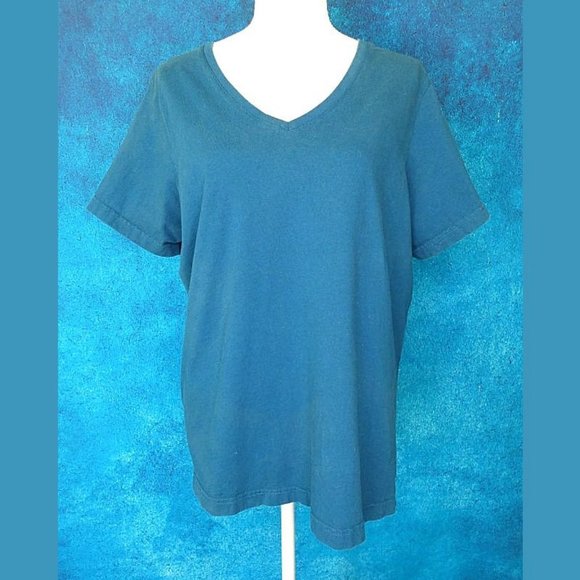 Woman Within Woman Within Teal V Neck Tee 18/20 L - Picture 2 of 8